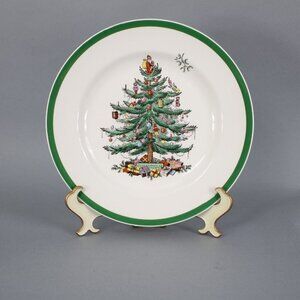 Spode 10" Plate White Green Multi Color Christmas Tree S3324 10" Plate